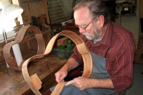 Luthier Oskar Graf in his workshop 